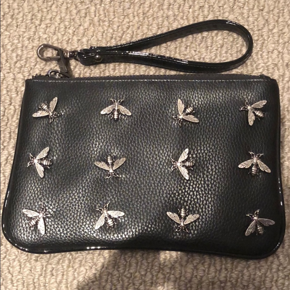 Black leather clutch
